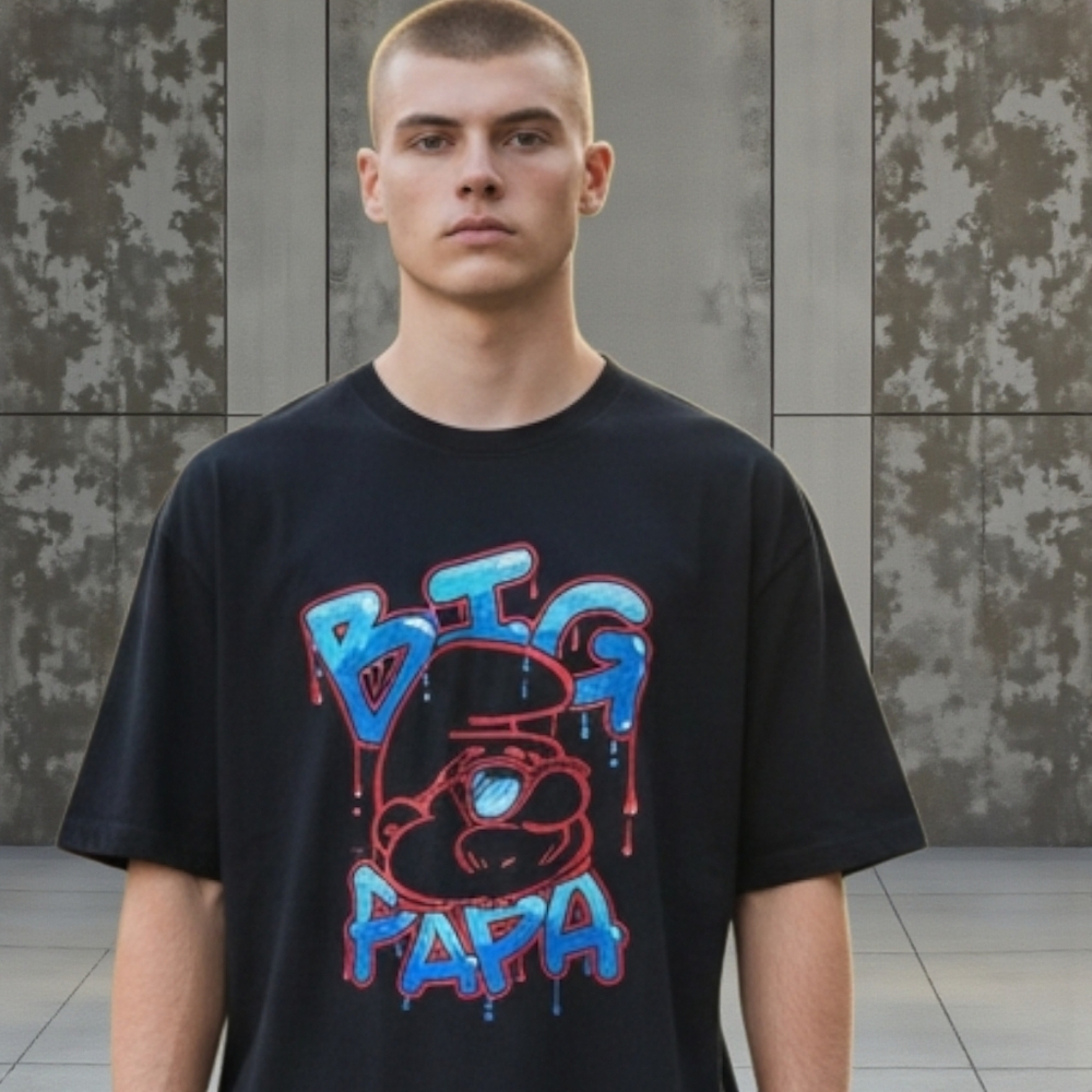 Smurfs Men's Size Large Big Pappa Graphic Urban Graffiti Shirt